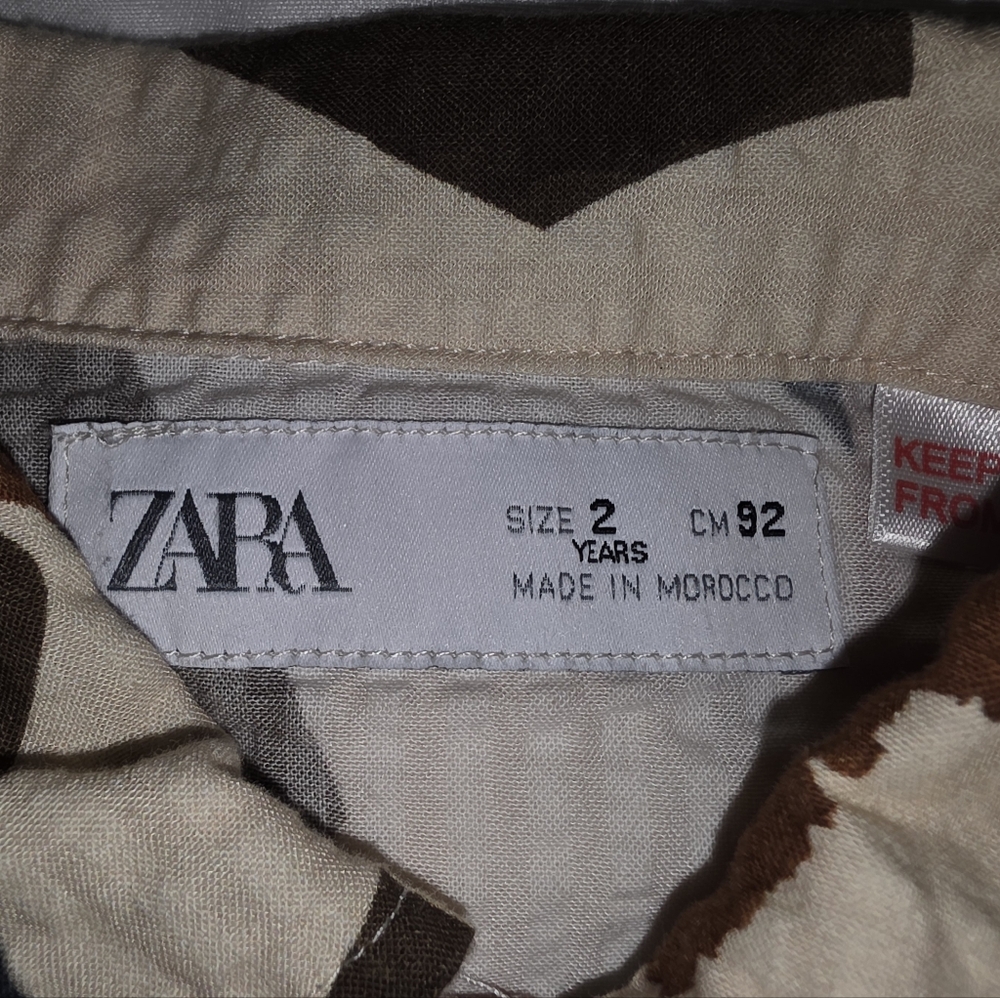 ZARA Leaf Print Short Sleeve Shirt and Shorts Set - Picture 3 of 5